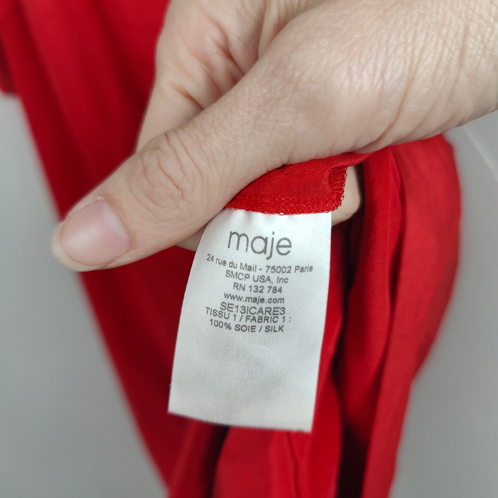 Maje Silk Dress Womens Large 3 Mini Tunic Pockets T-Shirt Minimalist Preppy - Picture 6 of 7